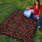 Watercolor Cherry Pattern Print Quilt