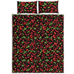Watercolor Cherry Pattern Print Quilt Bed Set