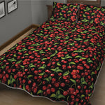 Watercolor Cherry Pattern Print Quilt Bed Set