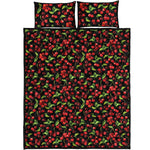 Watercolor Cherry Pattern Print Quilt Bed Set