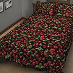 Watercolor Cherry Pattern Print Quilt Bed Set