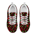 Watercolor Cherry Pattern Print White Sneakers