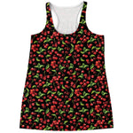 Watercolor Cherry Pattern Print Women's Racerback Tank Top