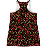 Watercolor Cherry Pattern Print Women's Racerback Tank Top