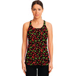 Watercolor Cherry Pattern Print Women's Racerback Tank Top