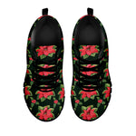 Watercolor Christmas Poinsettia Print Black Sneakers