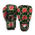 Watercolor Christmas Poinsettia Print Boxing Gloves