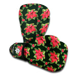 Watercolor Christmas Poinsettia Print Boxing Gloves