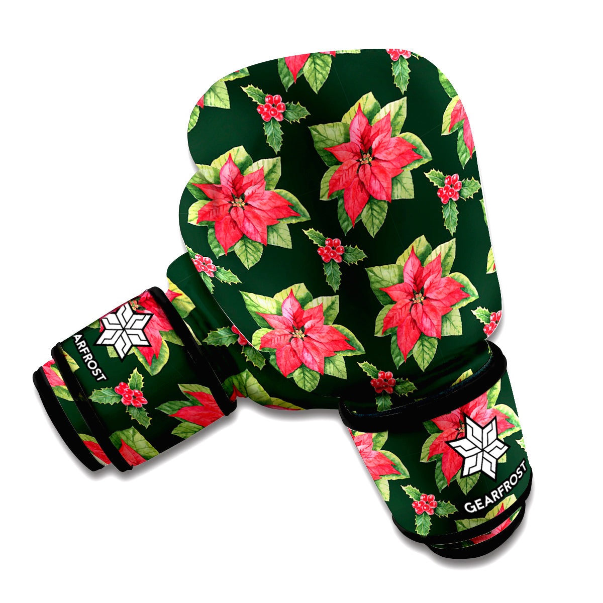 Watercolor Christmas Poinsettia Print Boxing Gloves