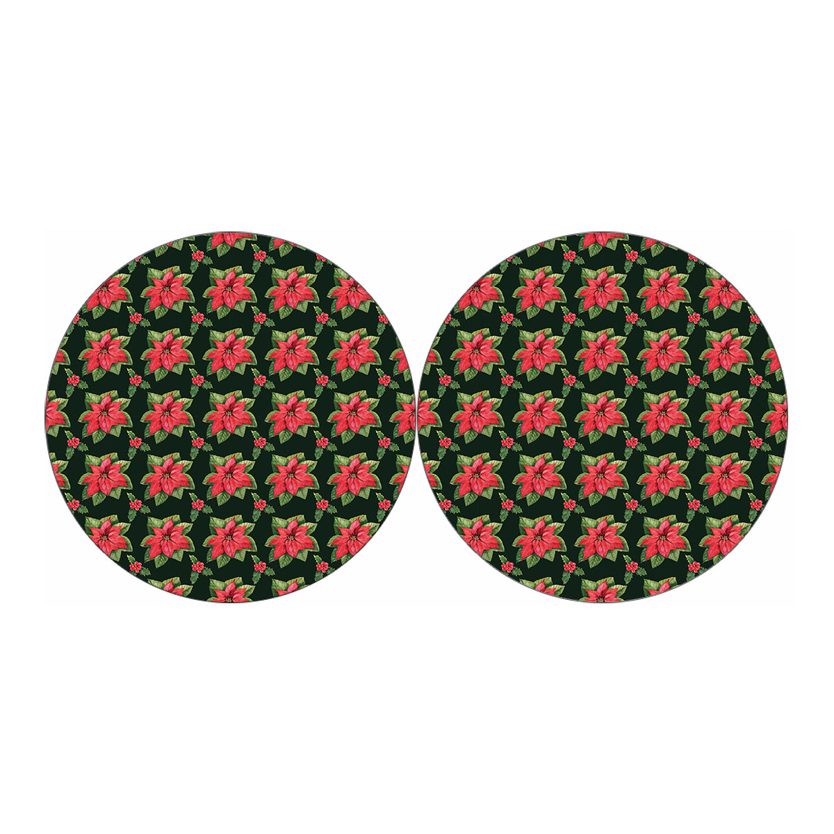 Watercolor Christmas Poinsettia Print Car Coasters