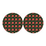 Watercolor Christmas Poinsettia Print Car Coasters