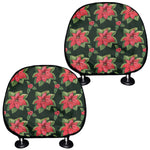 Watercolor Christmas Poinsettia Print Car Headrest Covers