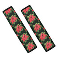 Watercolor Christmas Poinsettia Print Car Seat Belt Covers