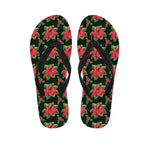 Watercolor Christmas Poinsettia Print Flip Flops