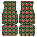 Watercolor Christmas Poinsettia Print Front and Back Car Floor Mats