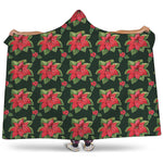 Watercolor Christmas Poinsettia Print Hooded Blanket