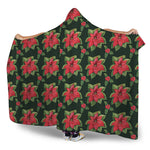 Watercolor Christmas Poinsettia Print Hooded Blanket