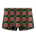Watercolor Christmas Poinsettia Print Men's Boxer Briefs