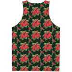 Watercolor Christmas Poinsettia Print Men's Tank Top