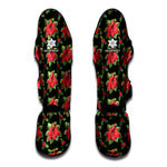 Watercolor Christmas Poinsettia Print Muay Thai Shin Guard
