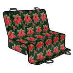 Watercolor Christmas Poinsettia Print Pet Car Back Seat Cover