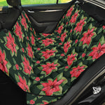 Watercolor Christmas Poinsettia Print Pet Car Back Seat Cover
