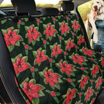 Watercolor Christmas Poinsettia Print Pet Car Back Seat Cover