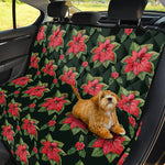 Watercolor Christmas Poinsettia Print Pet Car Back Seat Cover