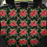 Watercolor Christmas Poinsettia Print Pet Car Back Seat Cover