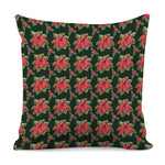 Watercolor Christmas Poinsettia Print Pillow Cover