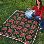 Watercolor Christmas Poinsettia Print Quilt
