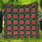 Watercolor Christmas Poinsettia Print Quilt