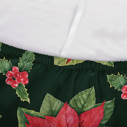 Watercolor Christmas Poinsettia Print Sofa Cover