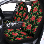 Watercolor Christmas Poinsettia Print Universal Fit Car Seat Covers