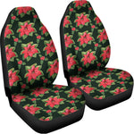 Watercolor Christmas Poinsettia Print Universal Fit Car Seat Covers