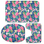 Watercolor Chrysanthemum Pattern Print 3 Piece Bath Mat Set
