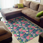 Watercolor Chrysanthemum Pattern Print Area Rug