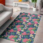 Watercolor Chrysanthemum Pattern Print Area Rug