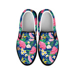 Watercolor Chrysanthemum Pattern Print Black Slip On Shoes