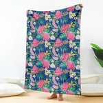 Watercolor Chrysanthemum Pattern Print Blanket