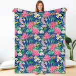 Watercolor Chrysanthemum Pattern Print Blanket