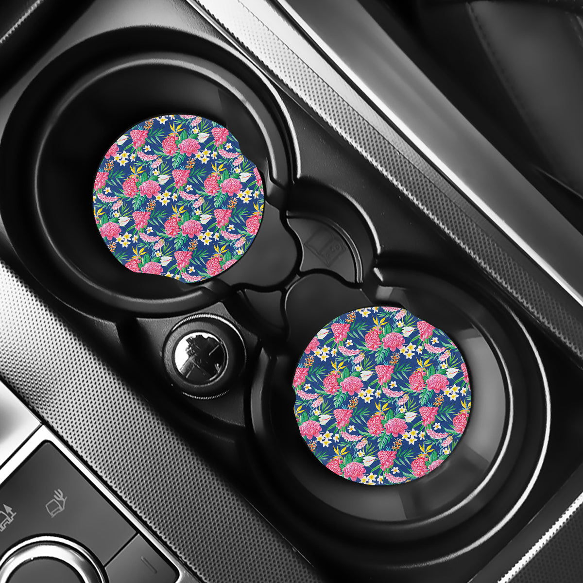 Watercolor Chrysanthemum Pattern Print Car Coasters