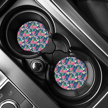 Watercolor Chrysanthemum Pattern Print Car Coasters