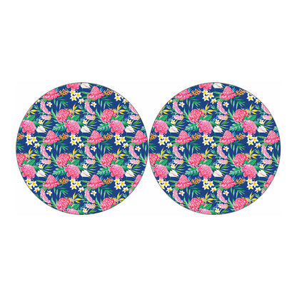 Watercolor Chrysanthemum Pattern Print Car Coasters