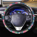 Watercolor Chrysanthemum Pattern Print Car Steering Wheel Cover