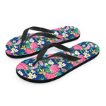 Watercolor Chrysanthemum Pattern Print Flip Flops
