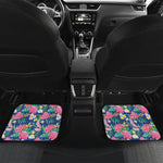 Watercolor Chrysanthemum Pattern Print Front and Back Car Floor Mats