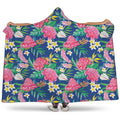 Watercolor Chrysanthemum Pattern Print Hooded Blanket