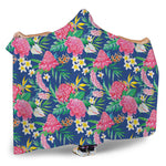 Watercolor Chrysanthemum Pattern Print Hooded Blanket