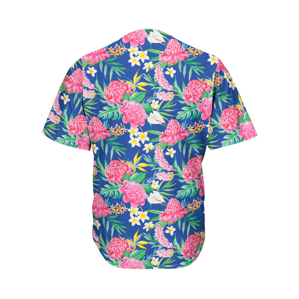 Watercolor Chrysanthemum Pattern Print Men's Baseball Jersey